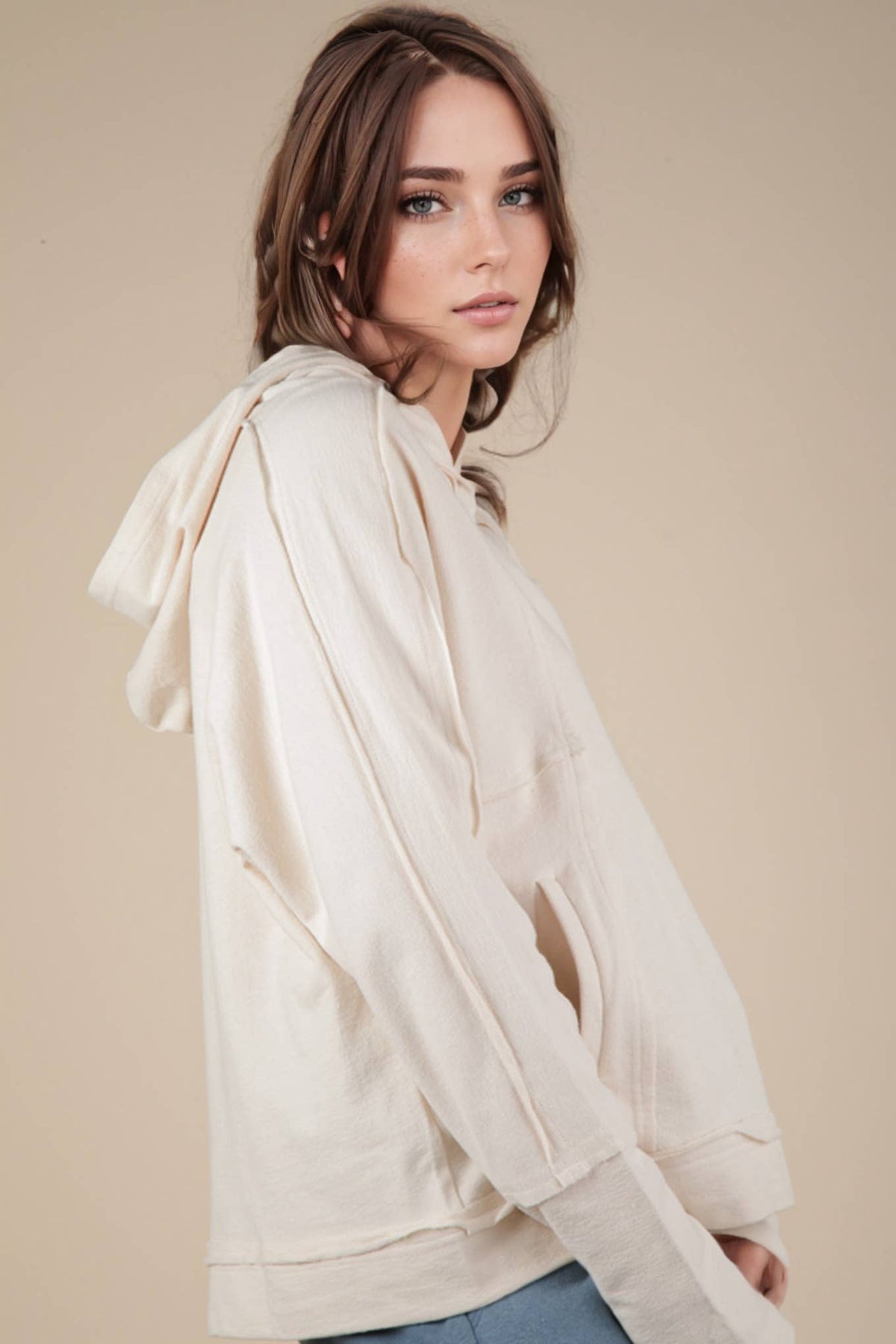 KENZIE CREAM KNIT HOODIE
