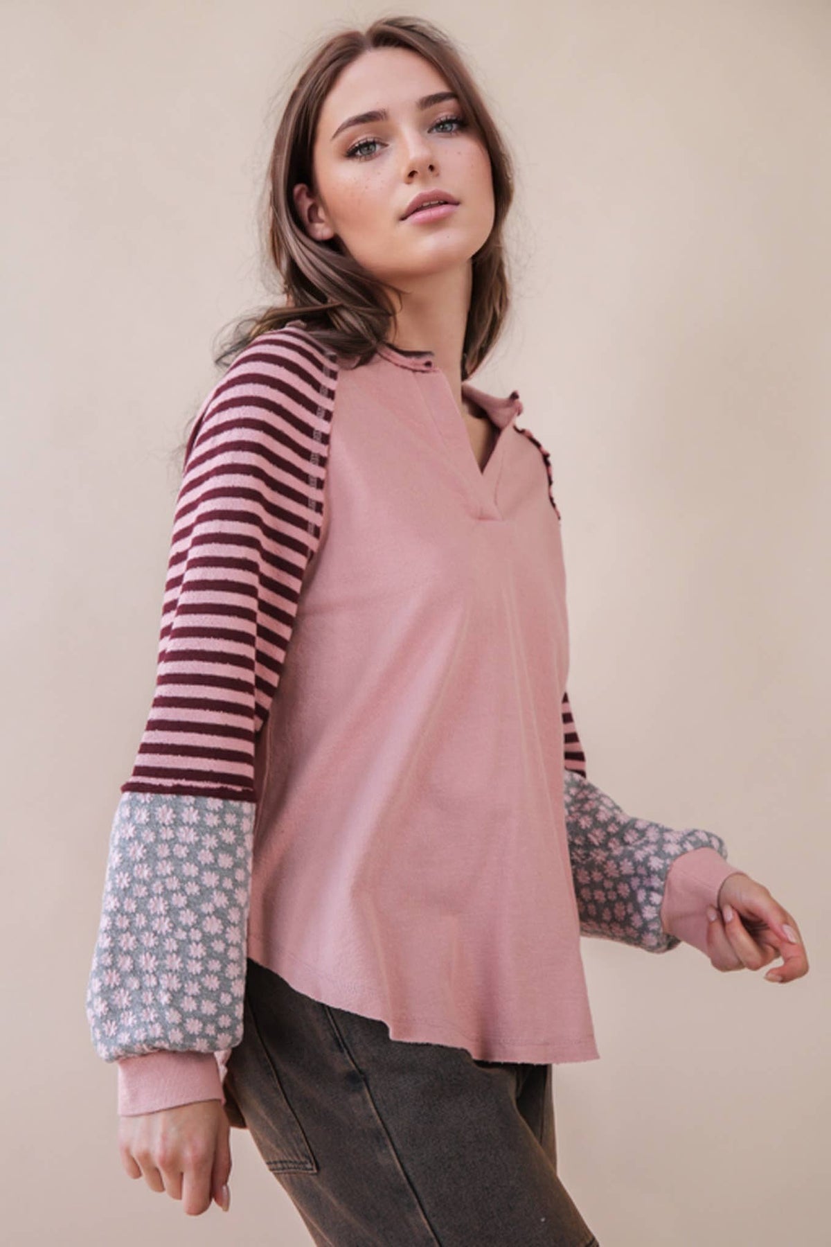 KASEY FLORAL STRIPE TOP