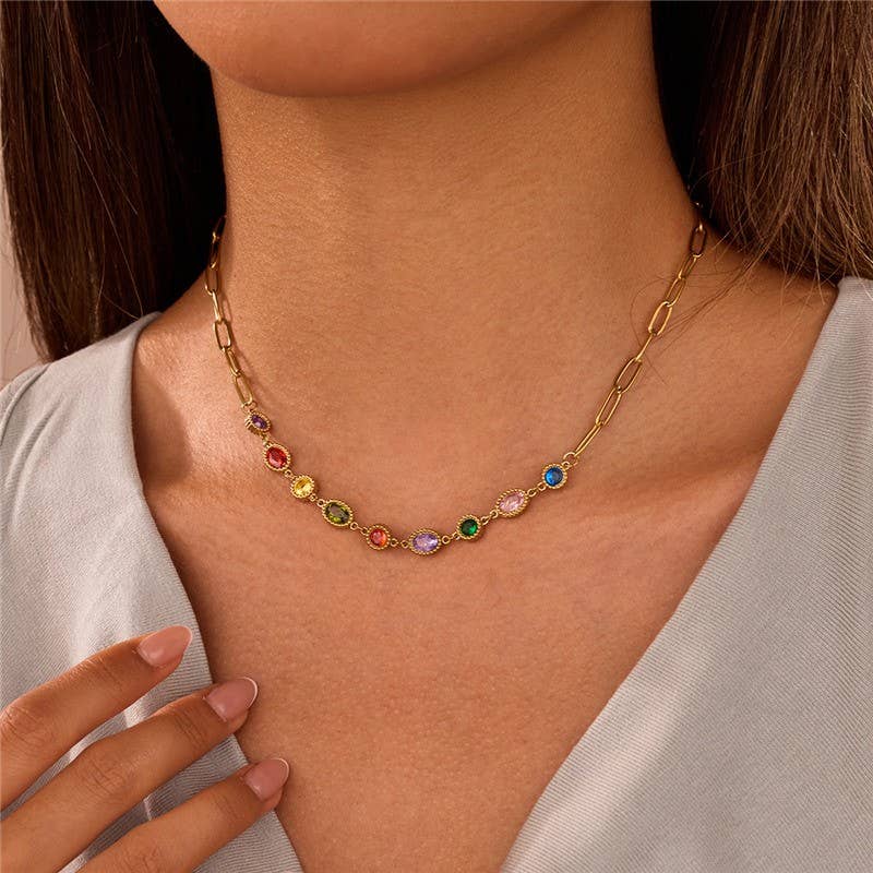 # NECKLACE - MULTI GEM 18K