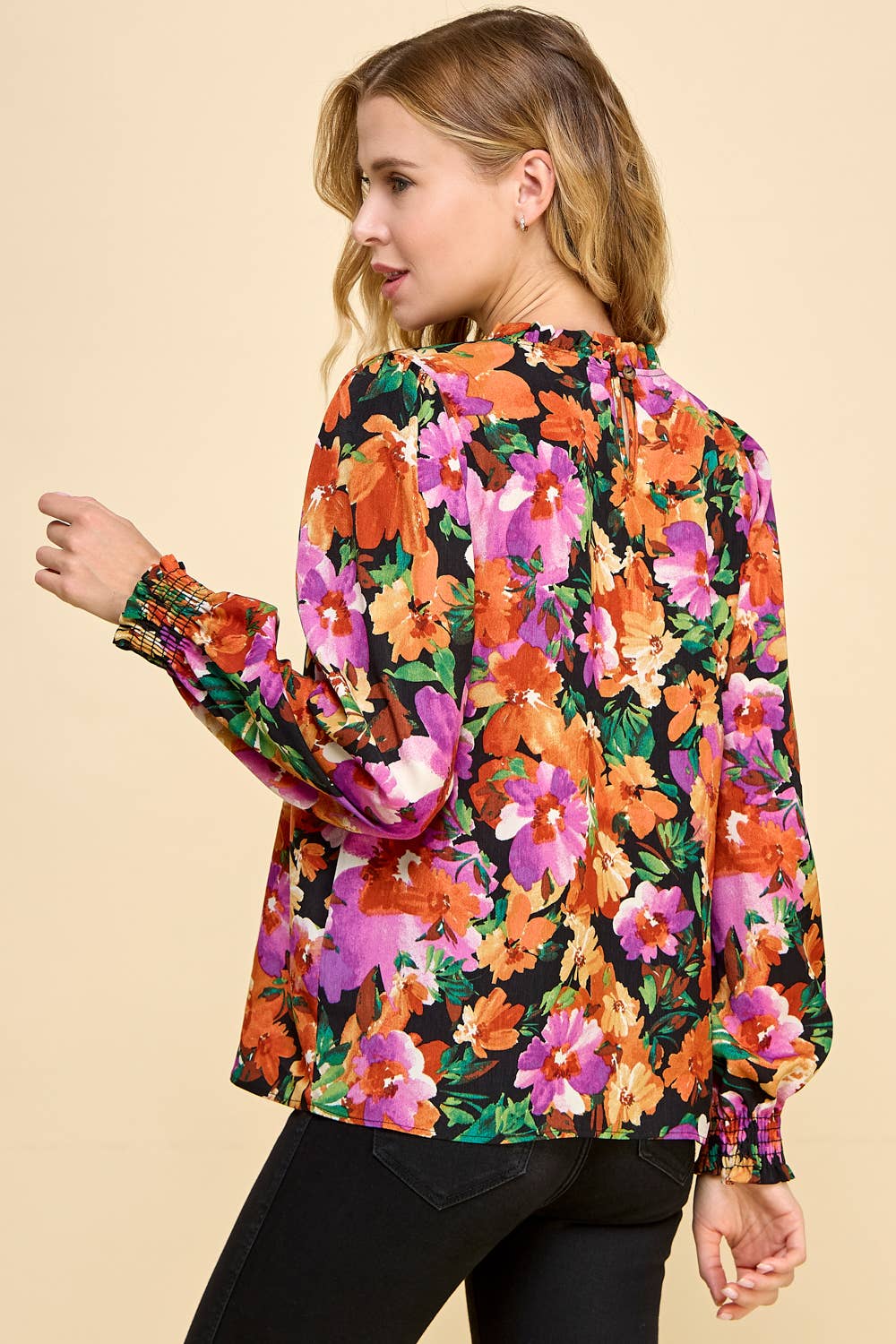 INGRID FLORAL MOCK NECK TOP