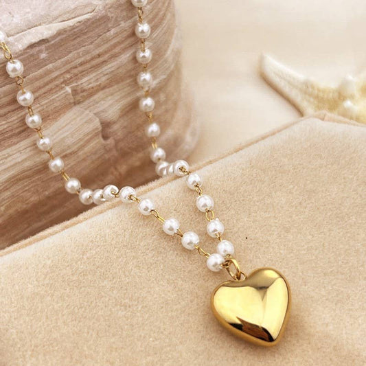 # NECKLACE - HEART 18K PEARL