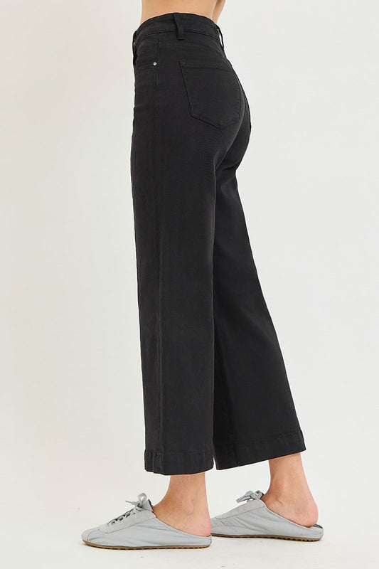 BLACK WIDE CROP JEANS