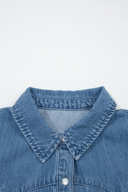DENIM RUFFLE TOP