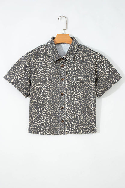 DENIM LEOPARD TOP