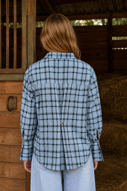 Kelsey Plaid Button Back Top