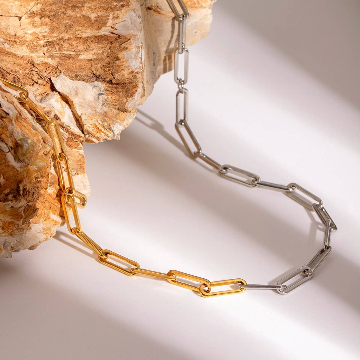 # NECKLACE - TWO TONE 18K PAPERCLIP