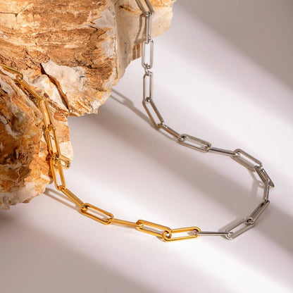 # NECKLACE - TWO TONE 18K PAPERCLIP