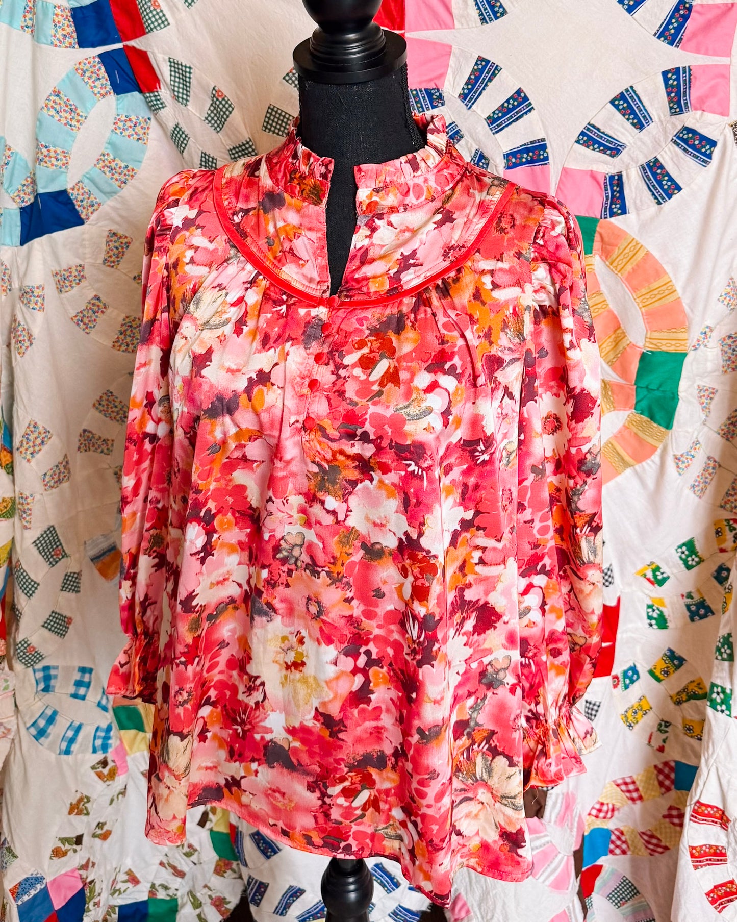 Amber Coral Satin Top