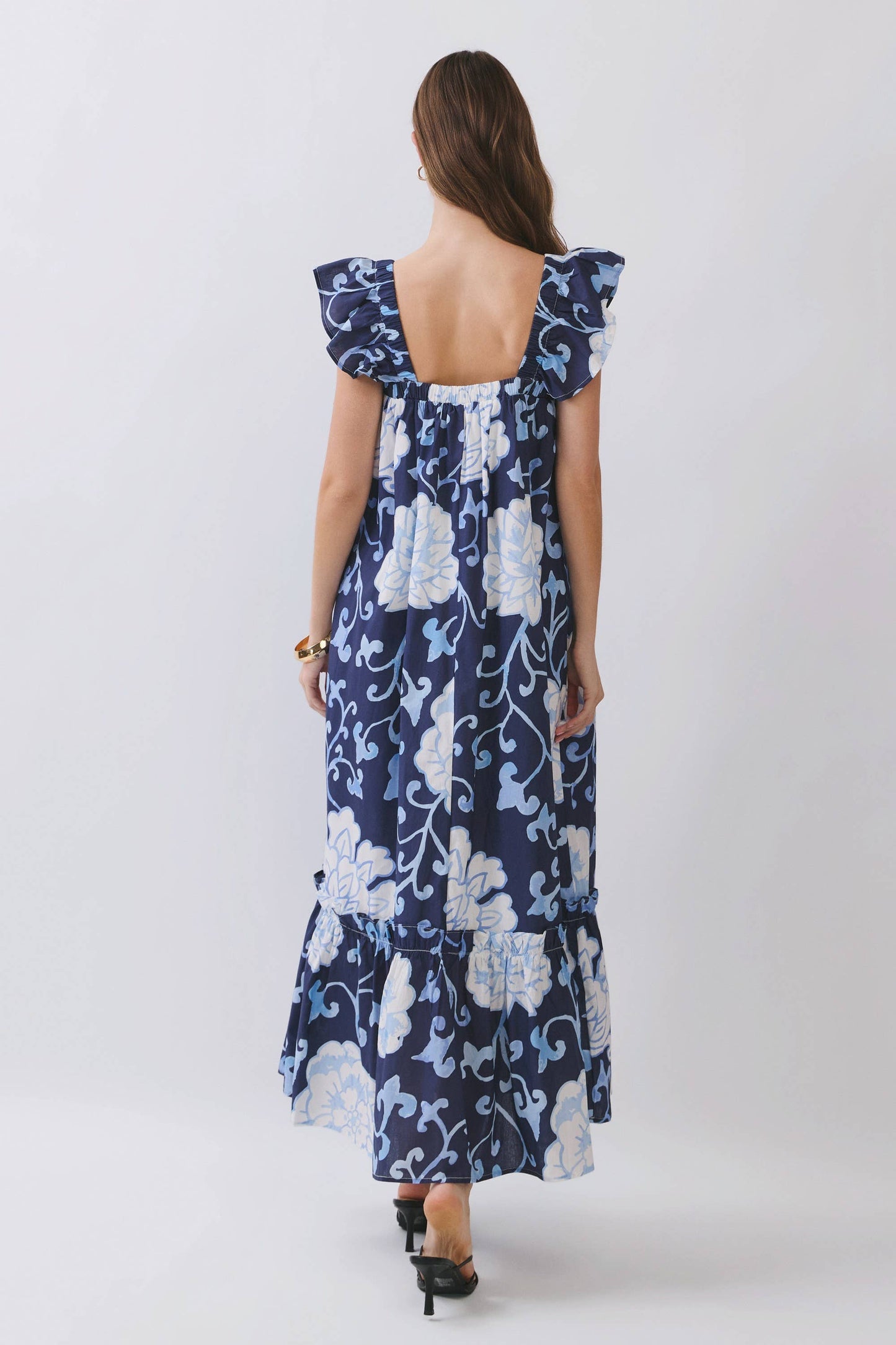 EVELYN NAVY FLORAL MAXI DRESS