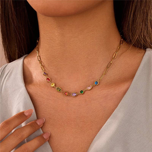 # NECKLACE - MULTI GEM 18K