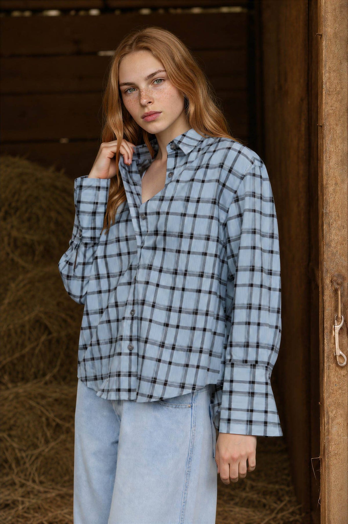 Kelsey Plaid Button Back Top