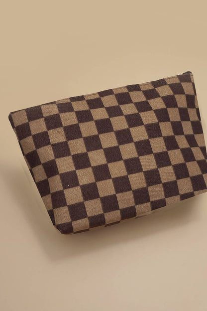 # BAG - MAKEUP CHECKER POUCH/BROWN