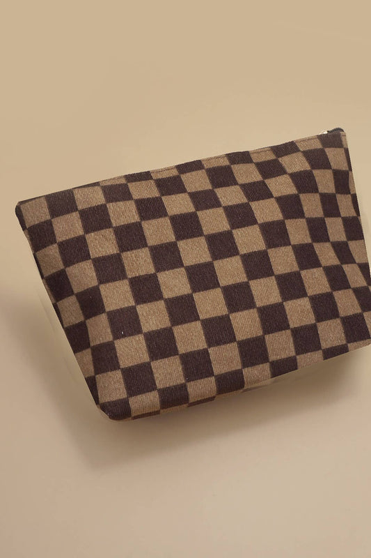 # BAG - MAKEUP CHECKER POUCH/BROWN