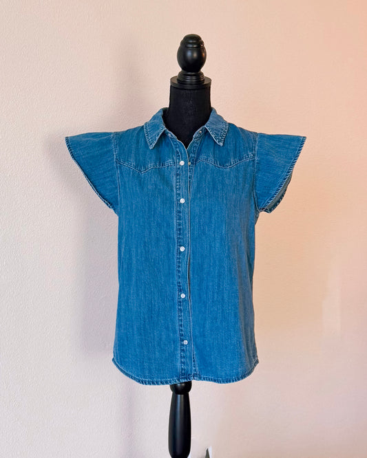 Denim Ruffle Top