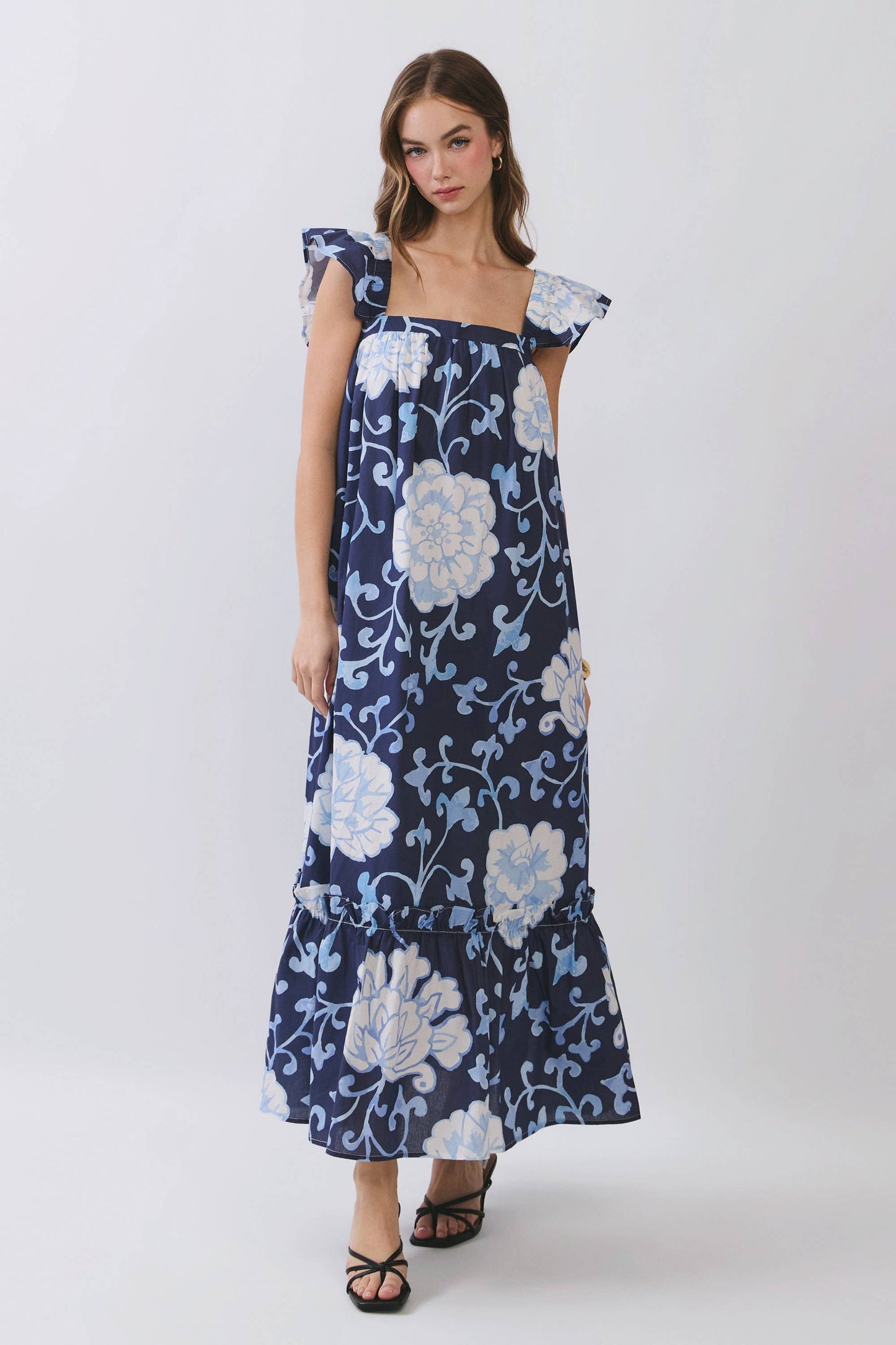 EVELYN NAVY FLORAL MAXI DRESS