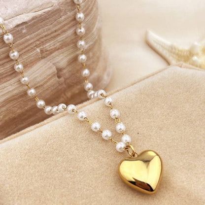 # NECKLACE - HEART 18K PEARL