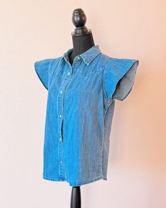 Denim Ruffle Top