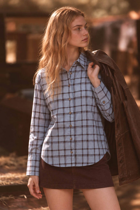 Kelsey Plaid Button Back Top