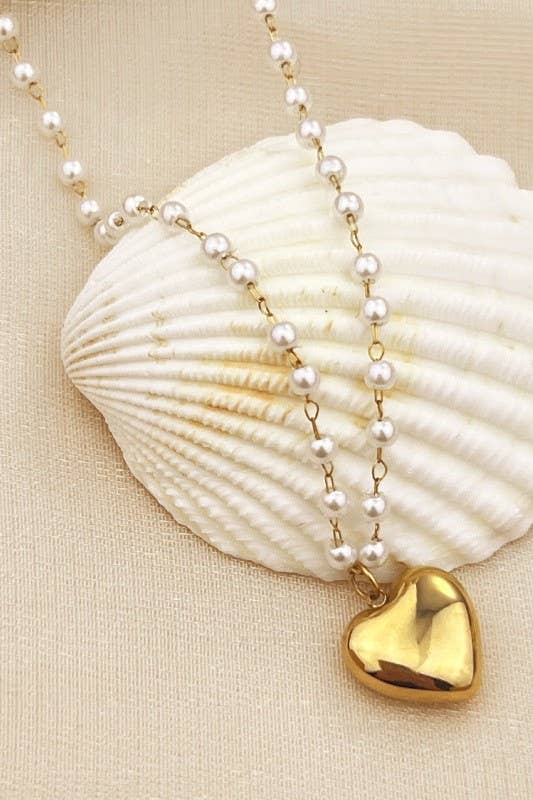# NECKLACE - HEART 18K PEARL