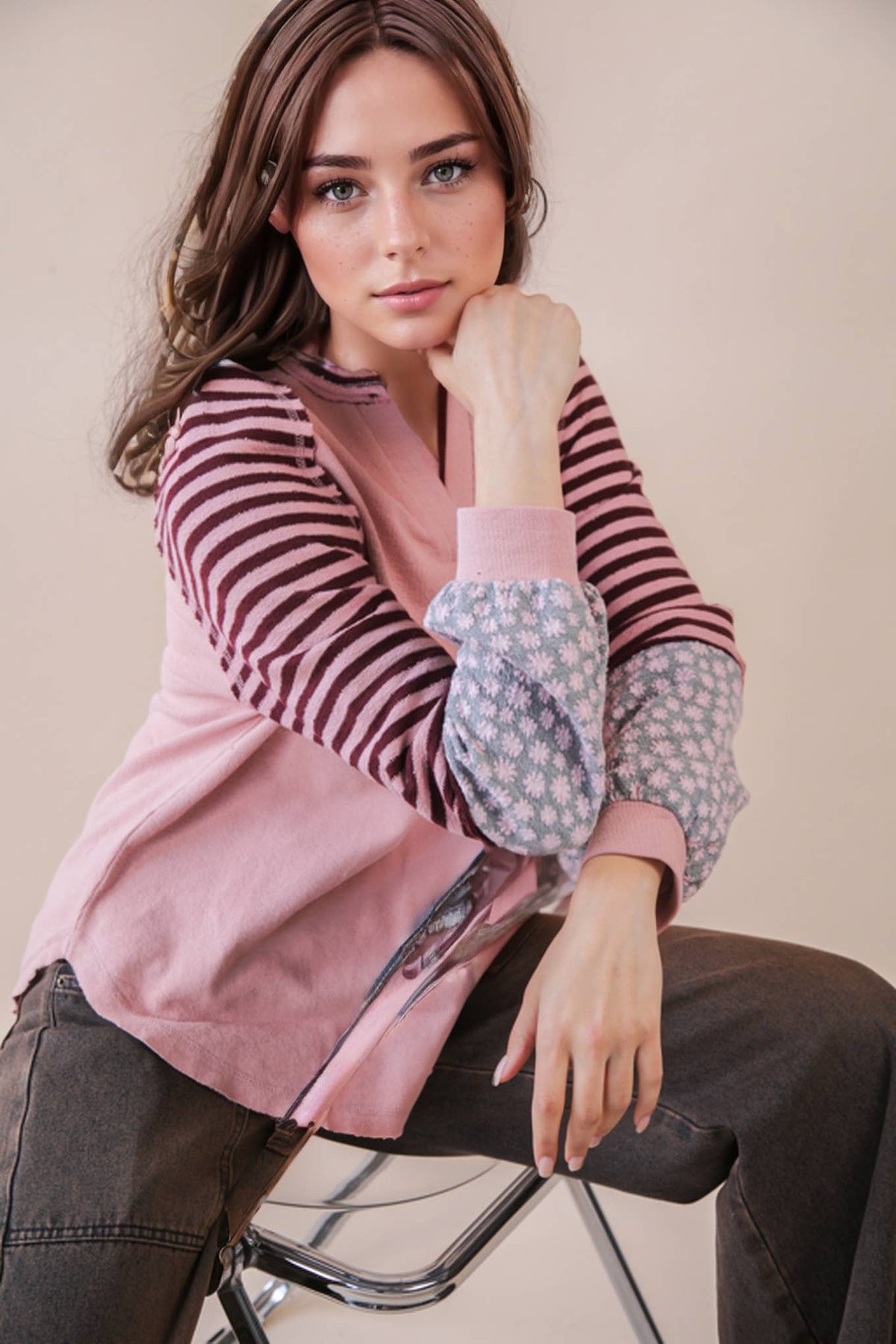 KASEY FLORAL STRIPE TOP