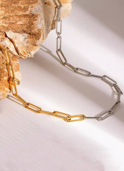 # NECKLACE - TWO TONE 18K PAPERCLIP