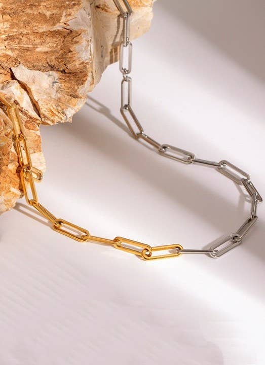 # NECKLACE - TWO TONE 18K PAPERCLIP