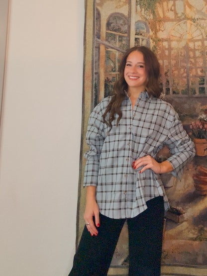 Kelsey Plaid Button Back Top