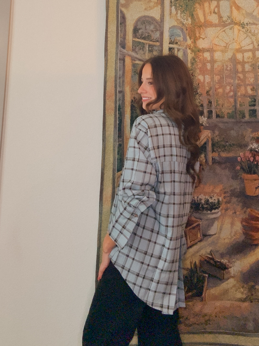 Kelsey Plaid Button Back Top