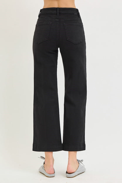 BLACK WIDE CROP JEANS