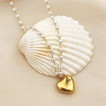 # NECKLACE - HEART 18K PEARL