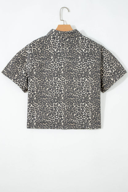DENIM LEOPARD TOP