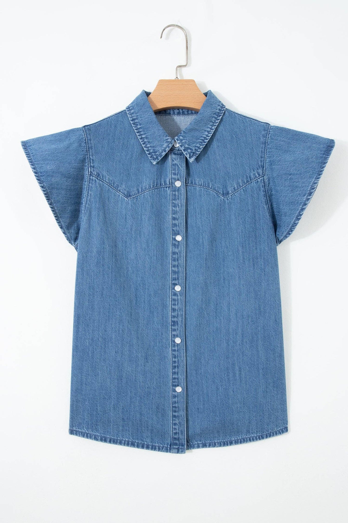 DENIM RUFFLE TOP
