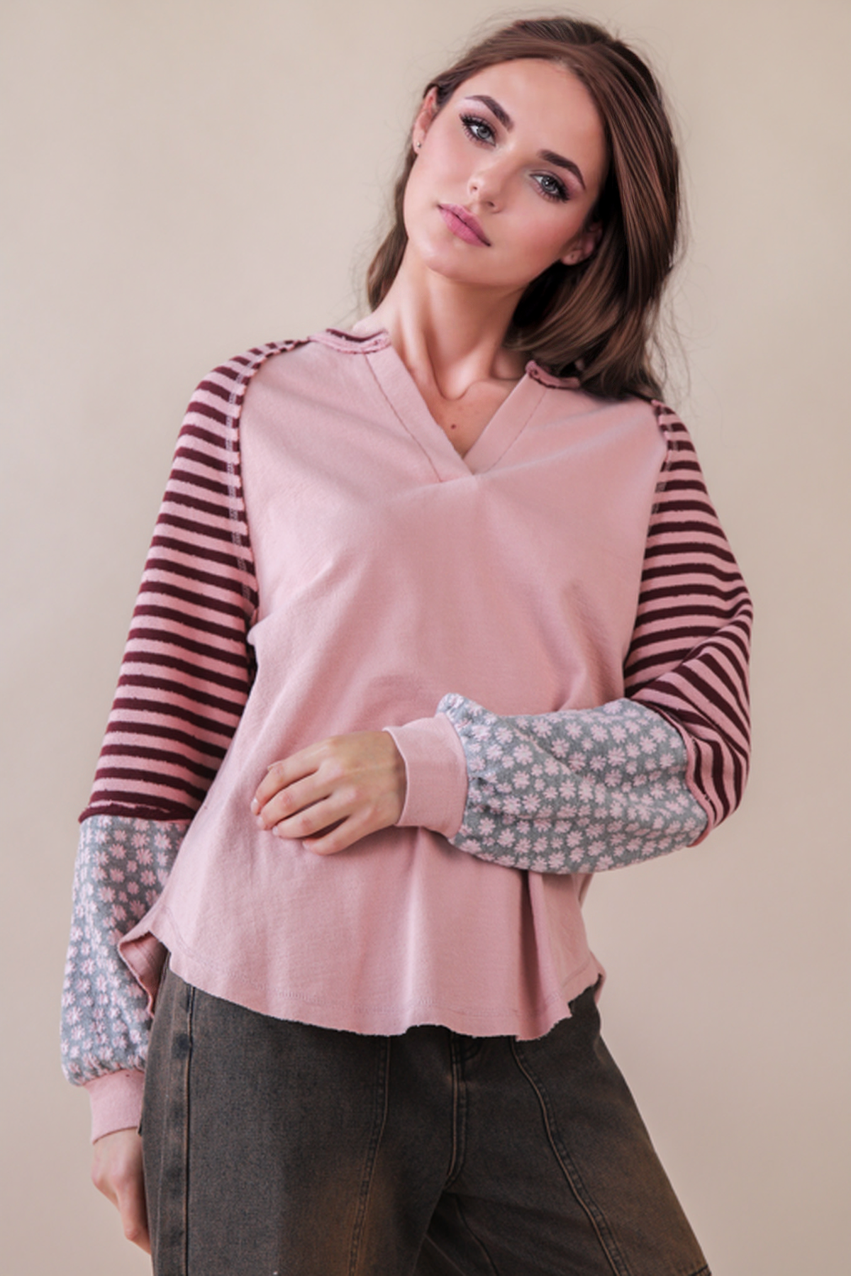 KASEY FLORAL STRIPE TOP