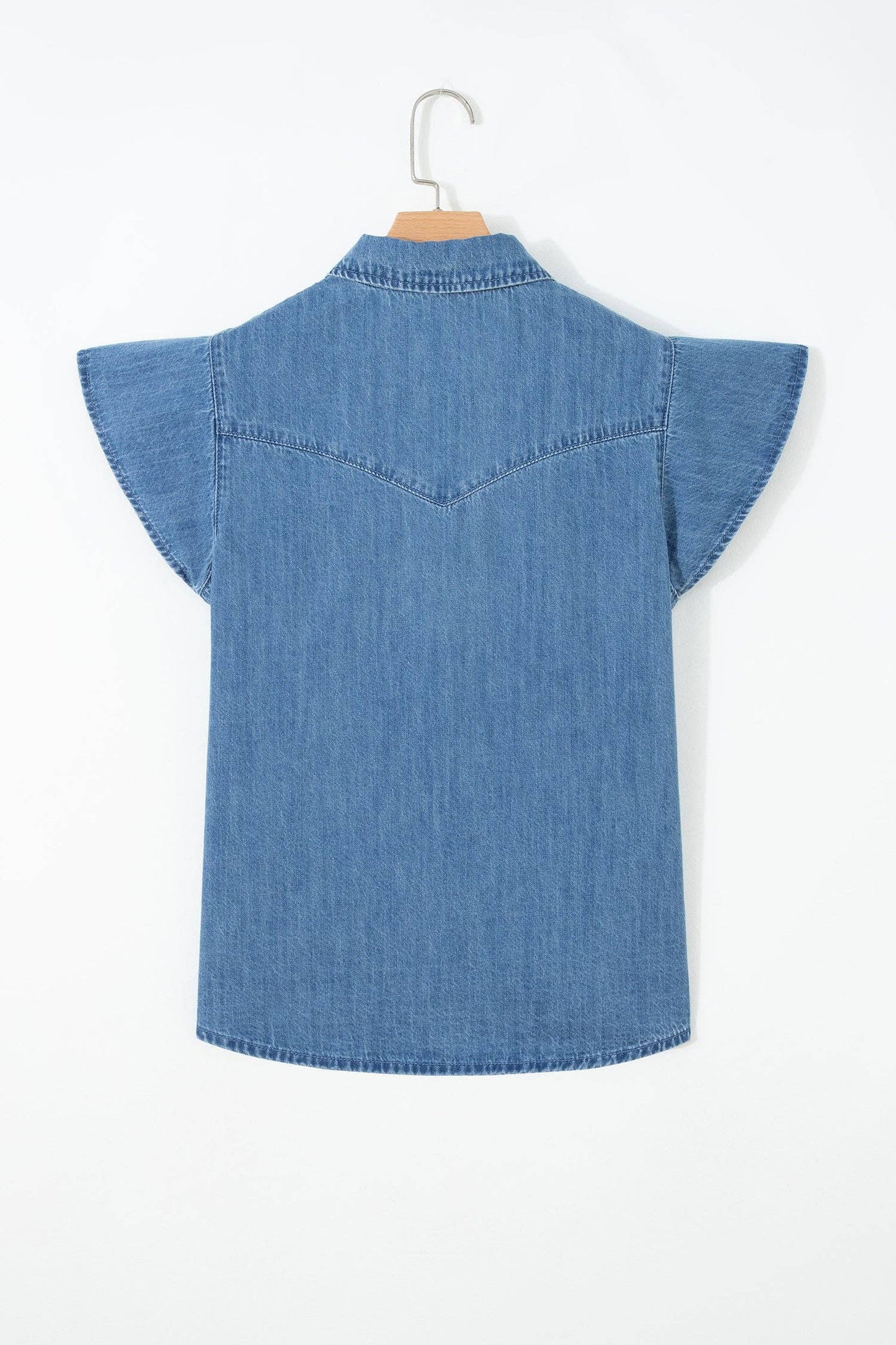 DENIM RUFFLE TOP