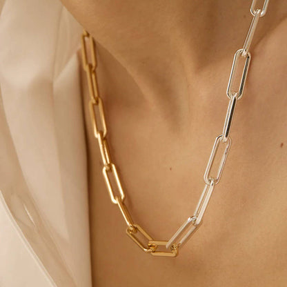 # NECKLACE - TWO TONE 18K PAPERCLIP